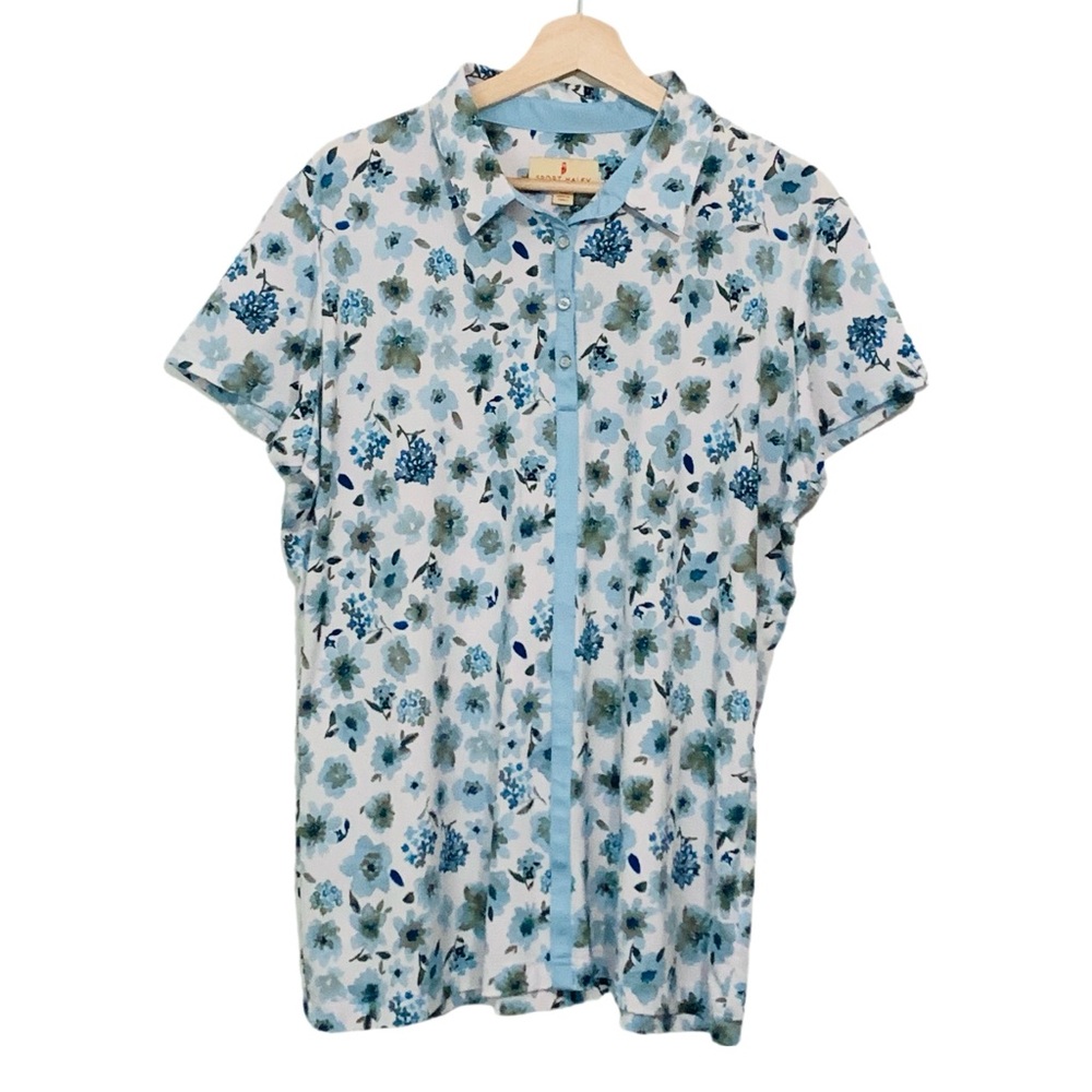 Floral Blue Button-Up Women's Top